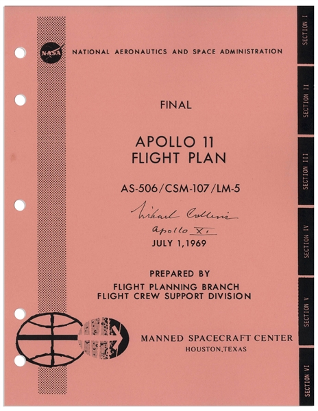 Michael Collins Signed Copy of the Apollo 11 Flight Plan